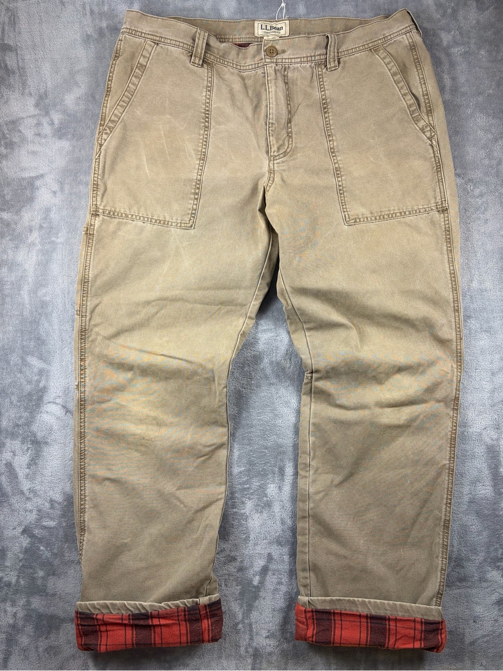 L.L. Bean Men’s Tan Workwear Pants with Flannel Lining